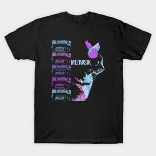 Retro Cat Music | DJ Kitty cover | Colorful Cat Lover Design | Retro Tape Recorder T-Shirt